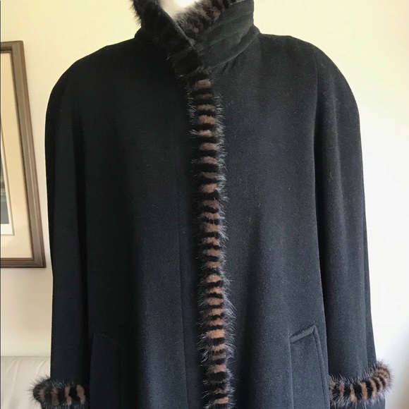 London Fog Mink-Trimmed Wool Coat - Picture 2 of 14
